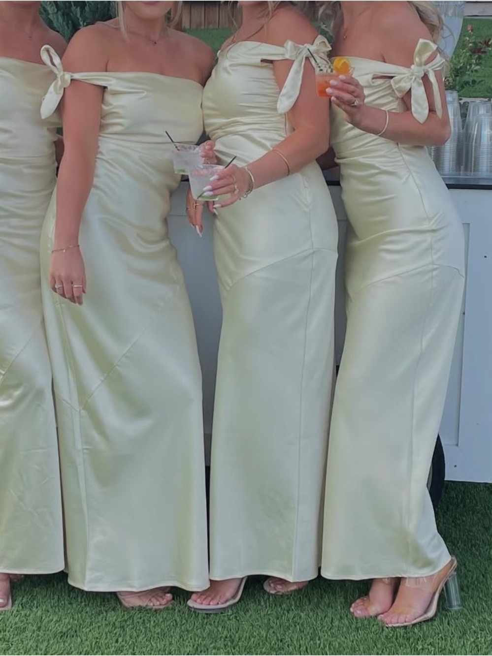 One-Shoulder Satin Evening Dress in Yellow